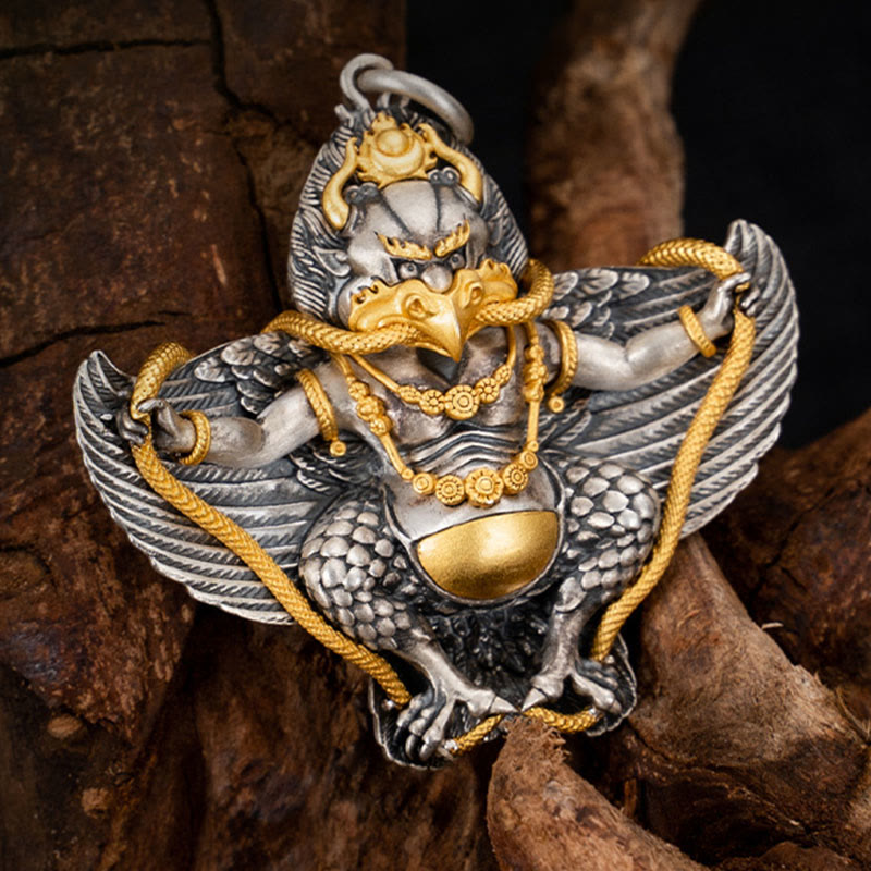 925 Sterling Silver Tibetan Garuda Bird Wisdom Necklace Pendant