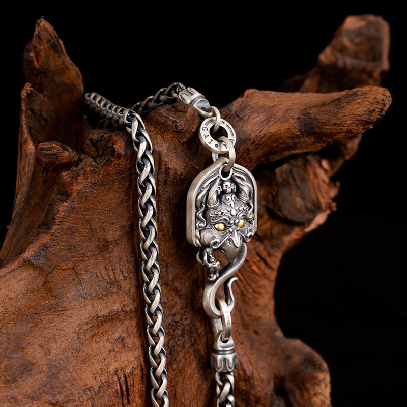 925 Sterling Silver Tibetan Garuda Bird Wisdom Metal Chain Necklace