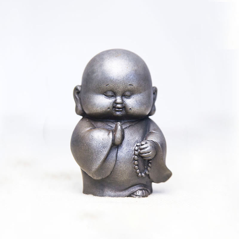 Handmade Little Monk Iron Powder Rust Cast Resin Statue Home Decoration - Image 14