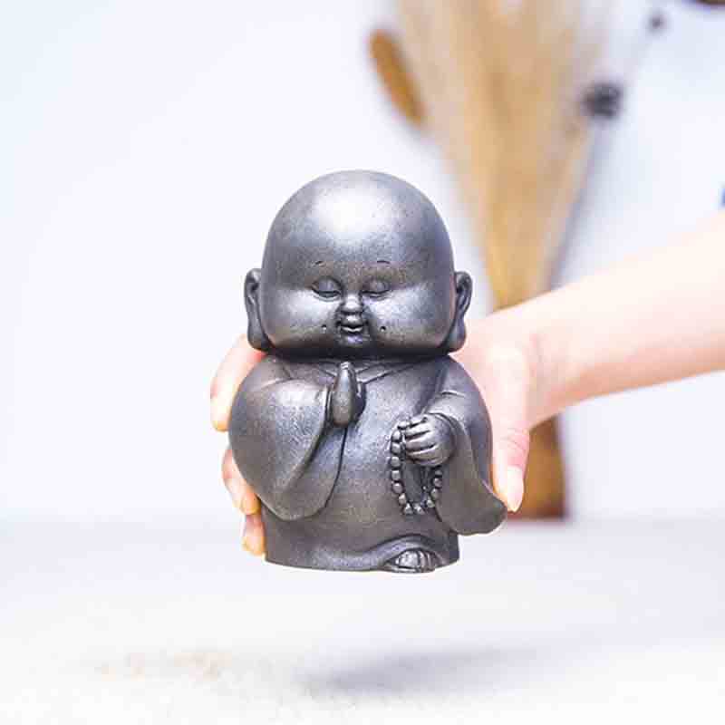 Handmade Little Monk Iron Powder Rust Cast Resin Statue Home Decoration - Image 19