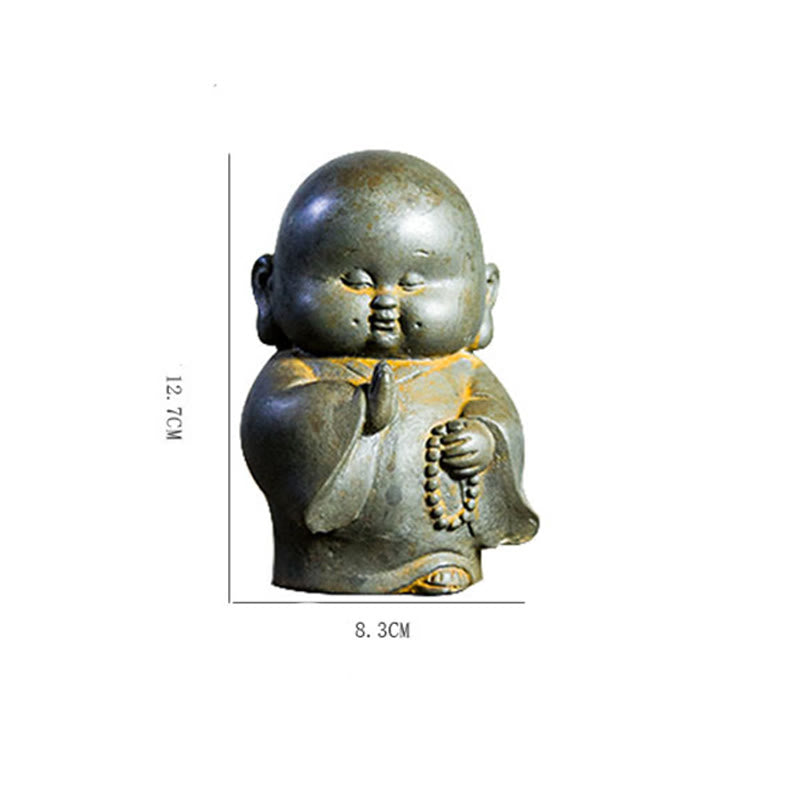 Handmade Little Monk Iron Powder Rust Cast Resin Statue Home Decoration - Image 13