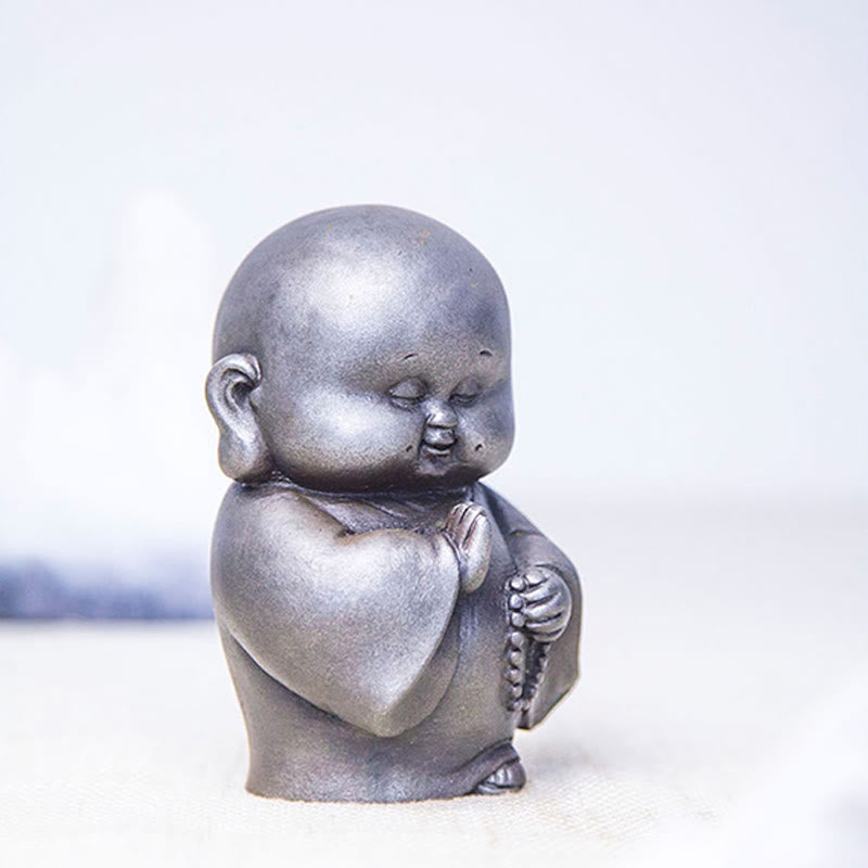 Handmade Little Monk Iron Powder Rust Cast Resin Statue Home Decoration - Image 21