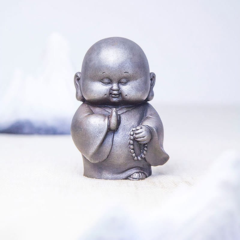Handmade Little Monk Iron Powder Rust Cast Resin Statue Home Decoration - Image 20