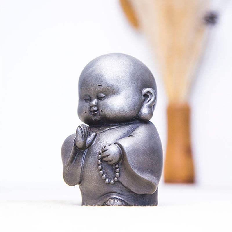 Handmade Little Monk Iron Powder Rust Cast Resin Statue Home Decoration - Image 16