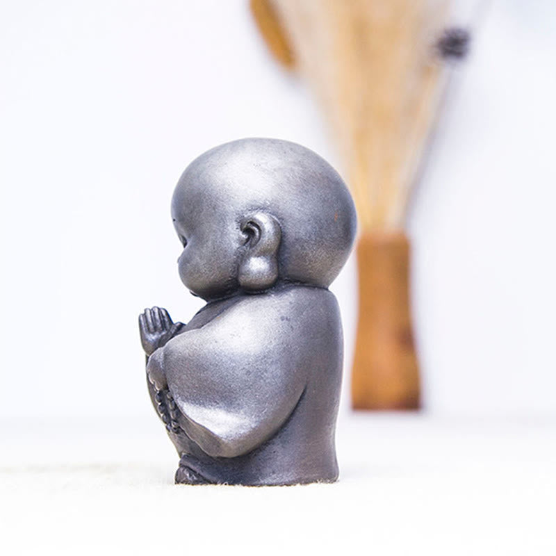 Handmade Little Monk Iron Powder Rust Cast Resin Statue Home Decoration - Image 17