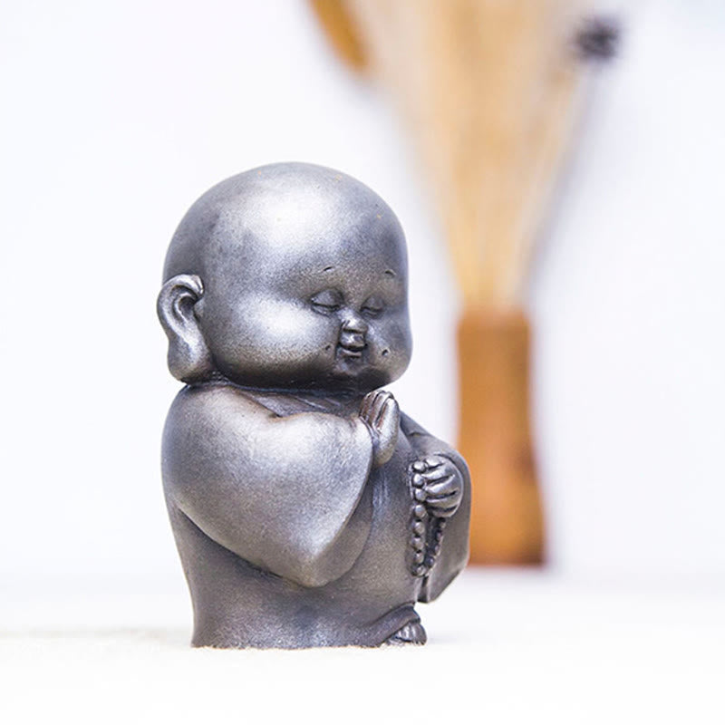 Handmade Little Monk Iron Powder Rust Cast Resin Statue Home Decoration - Image 22