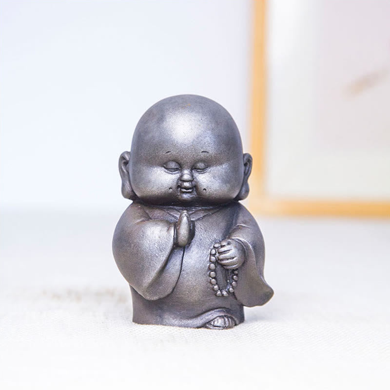 Handmade Little Monk Iron Powder Rust Cast Resin Statue Home Decoration - Image 15
