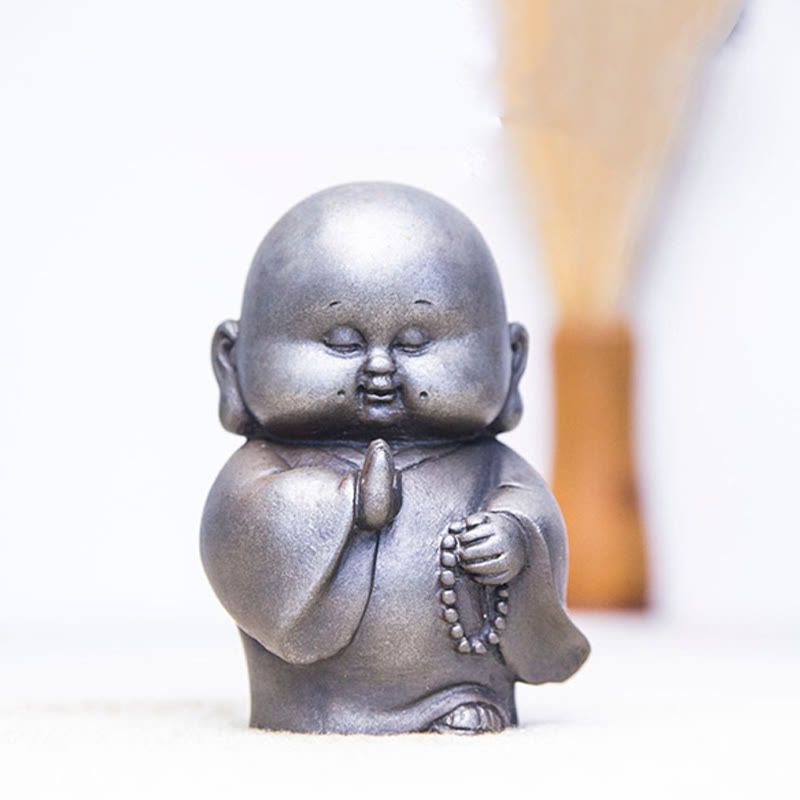 Handmade Little Monk Iron Powder Rust Cast Resin Statue Home Decoration - Image 24