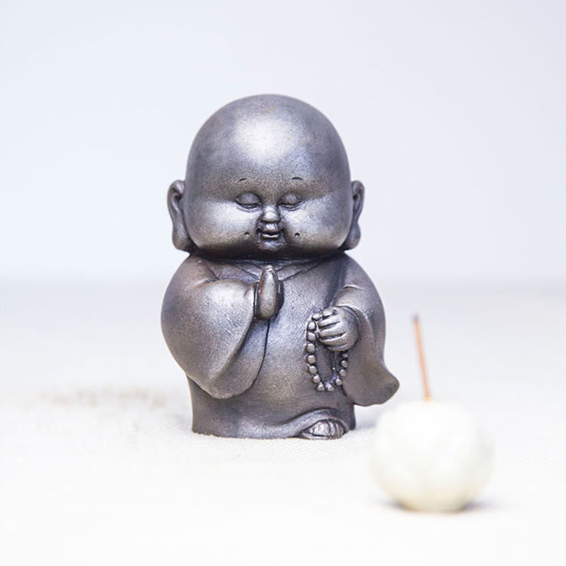 Handmade Little Monk Iron Powder Rust Cast Resin Statue Home Decoration - Image 26