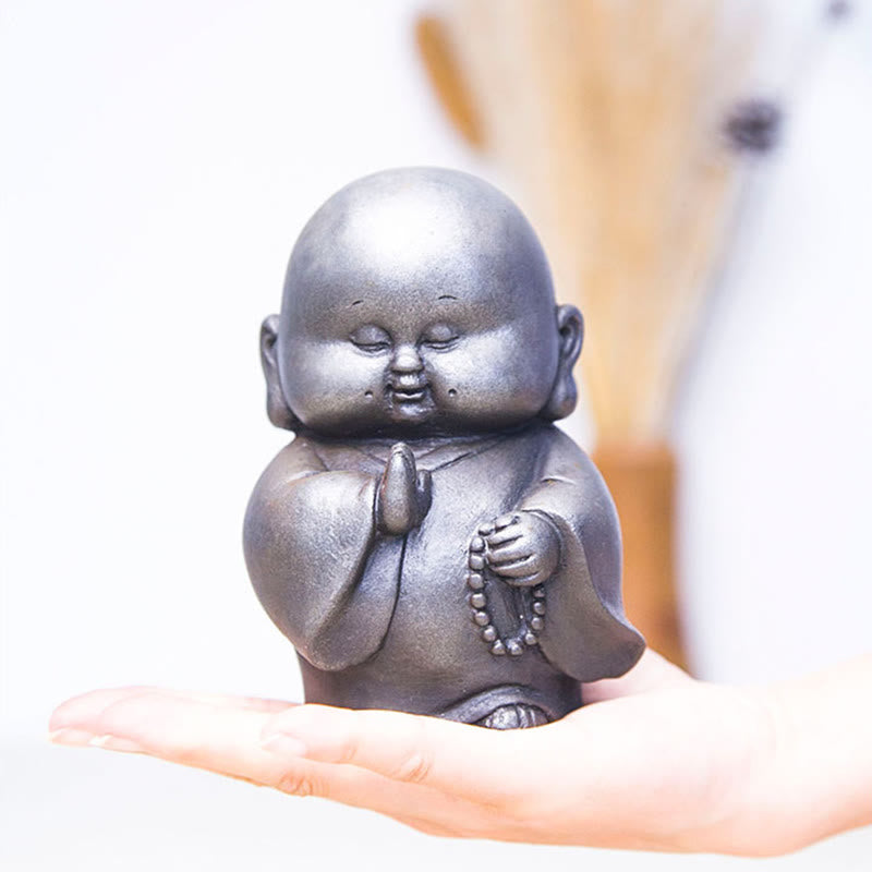 Handmade Little Monk Iron Powder Rust Cast Resin Statue Home Decoration - Image 18
