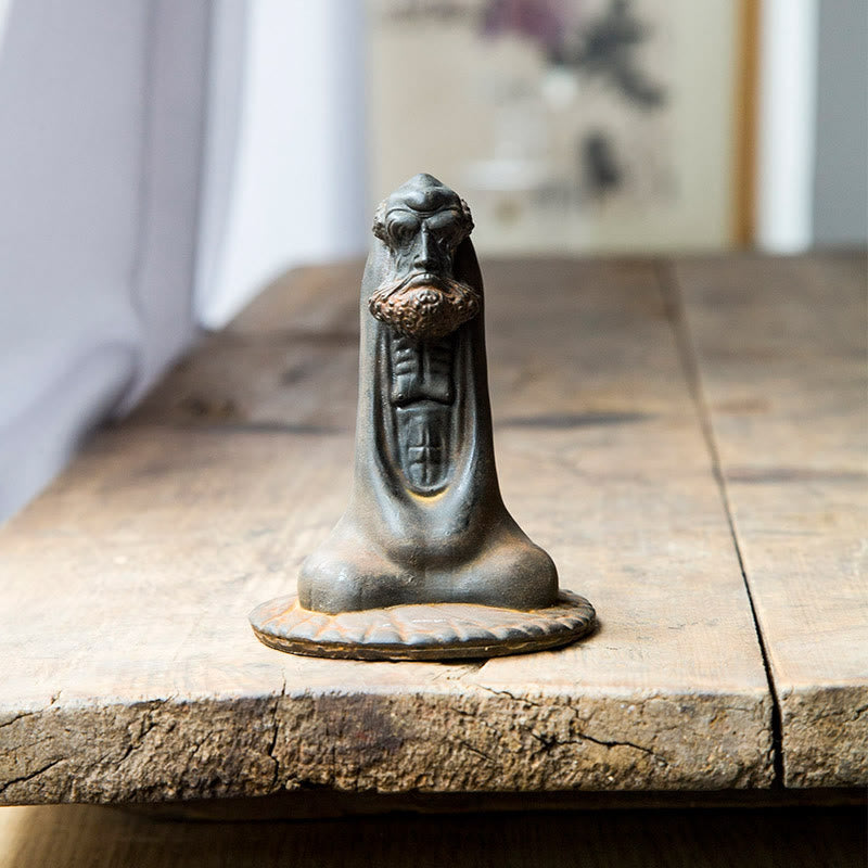 Handmade Bodhidharma Iron Powder Rust Cast Resin Statue Home Decoration