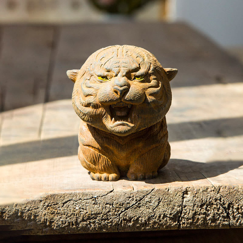 Handmade Mini Roaring Tiger Iron Powder Rust Cast Resin Statue Home Decoration - Image 9