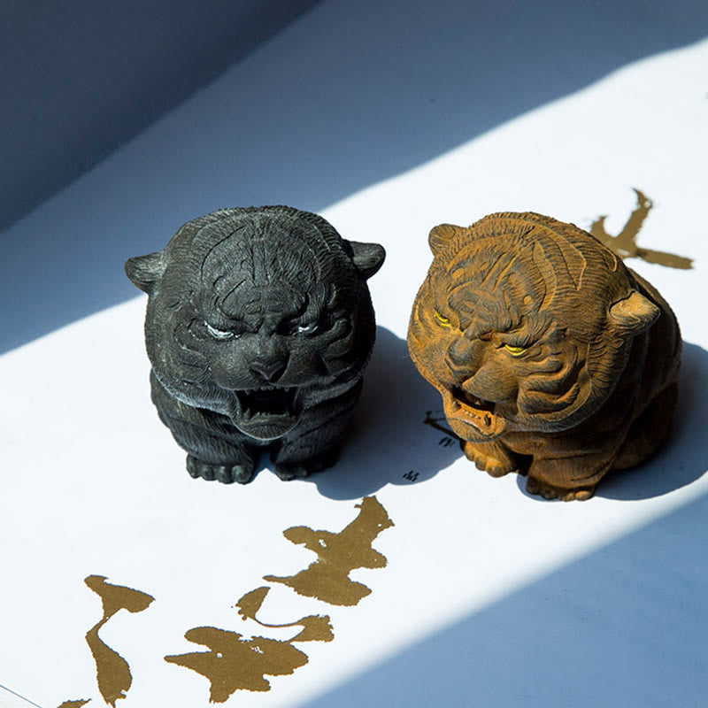 Handmade Mini Roaring Tiger Iron Powder Rust Cast Resin Statue Home Decoration - Image 5