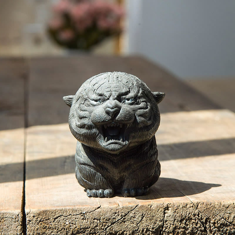 Handmade Mini Roaring Tiger Iron Powder Rust Cast Resin Statue Home Decoration - Image 16