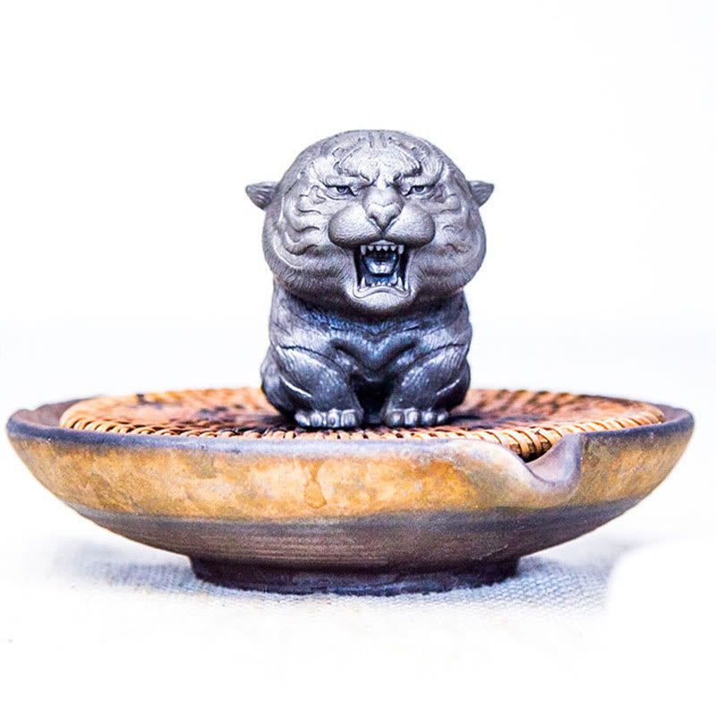 Handmade Mini Roaring Tiger Iron Powder Rust Cast Resin Statue Home Decoration - Image 19