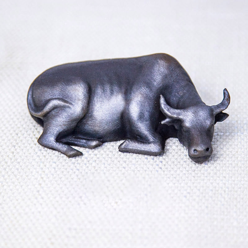 Handmade Small Water Buffalo Bull Iron Powder Rust Cast Resin Statue Home Decoration - Image 14