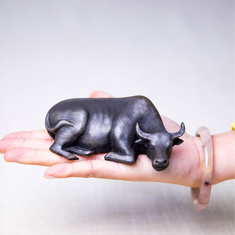 Handmade Small Water Buffalo Bull Iron Powder Rust Cast Resin Statue Home Decoration - Image 20