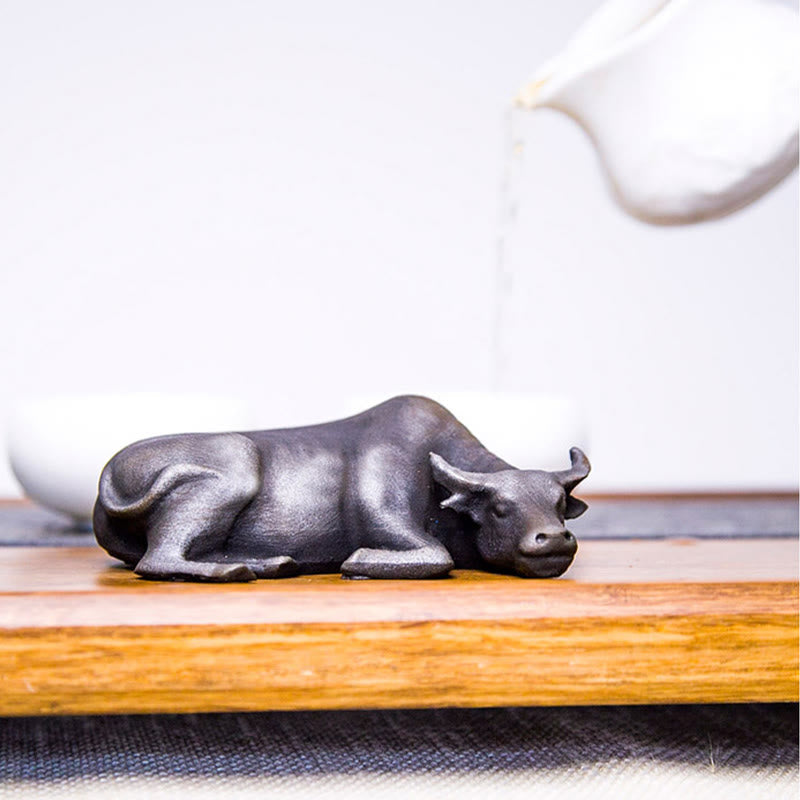 Handmade Small Water Buffalo Bull Iron Powder Rust Cast Resin Statue Home Decoration - Image 21