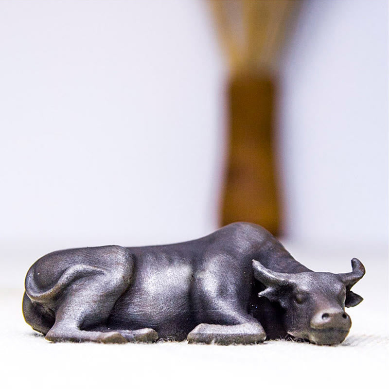 Handmade Small Water Buffalo Bull Iron Powder Rust Cast Resin Statue Home Decoration - Image 15