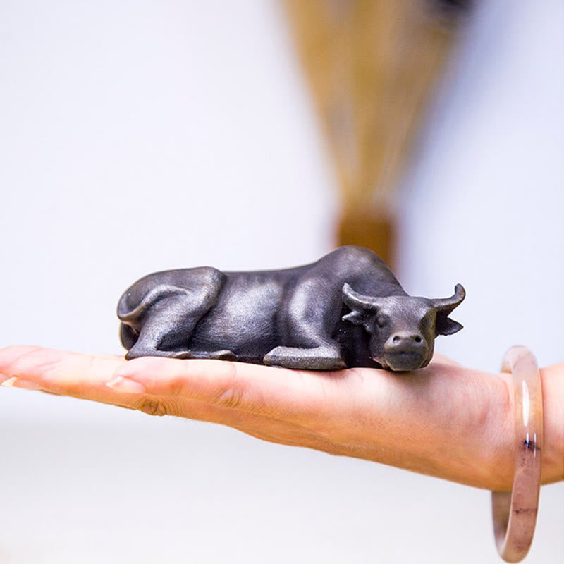 Handmade Small Water Buffalo Bull Iron Powder Rust Cast Resin Statue Home Decoration - Image 19