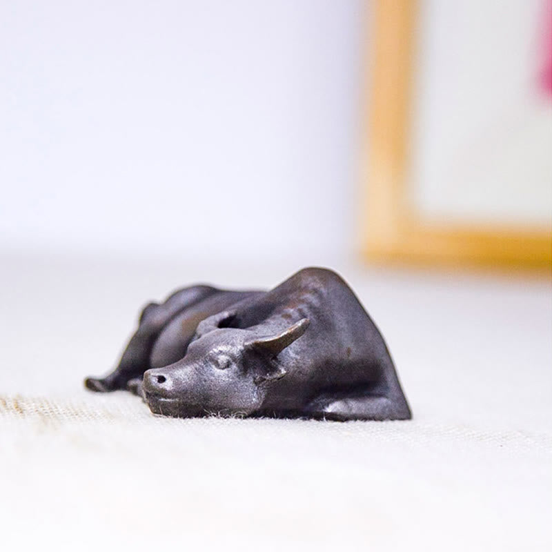 Handmade Small Water Buffalo Bull Iron Powder Rust Cast Resin Statue Home Decoration - Image 18