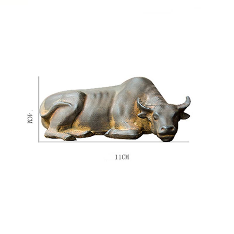 Handmade Small Water Buffalo Bull Iron Powder Rust Cast Resin Statue Home Decoration - Image 13