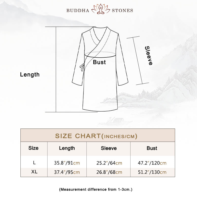 2Pcs V-Neck Men's Long Sleeve Shirt Top Pants Meditation Zen Tai Chi Cotton Linen Clothing Set - Image 7