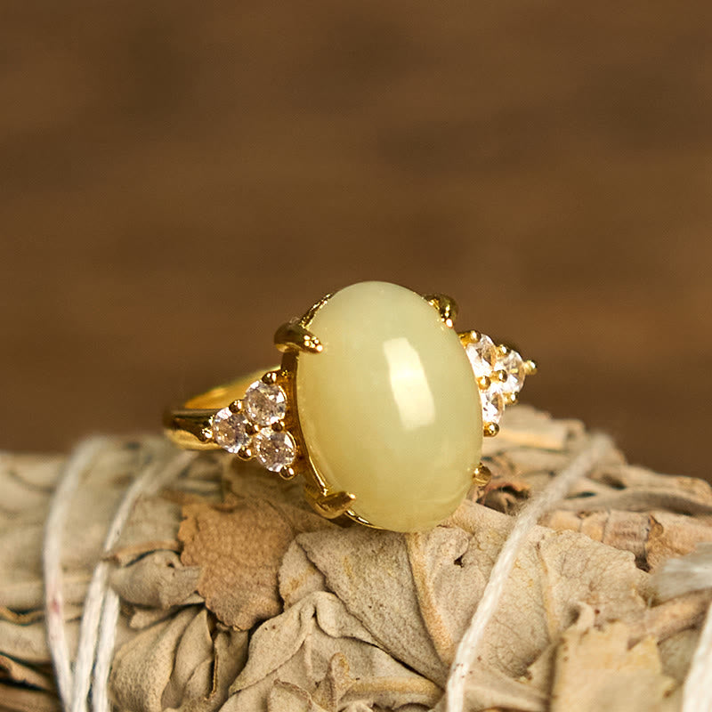 Hetian Jade Egg Alloy Ring