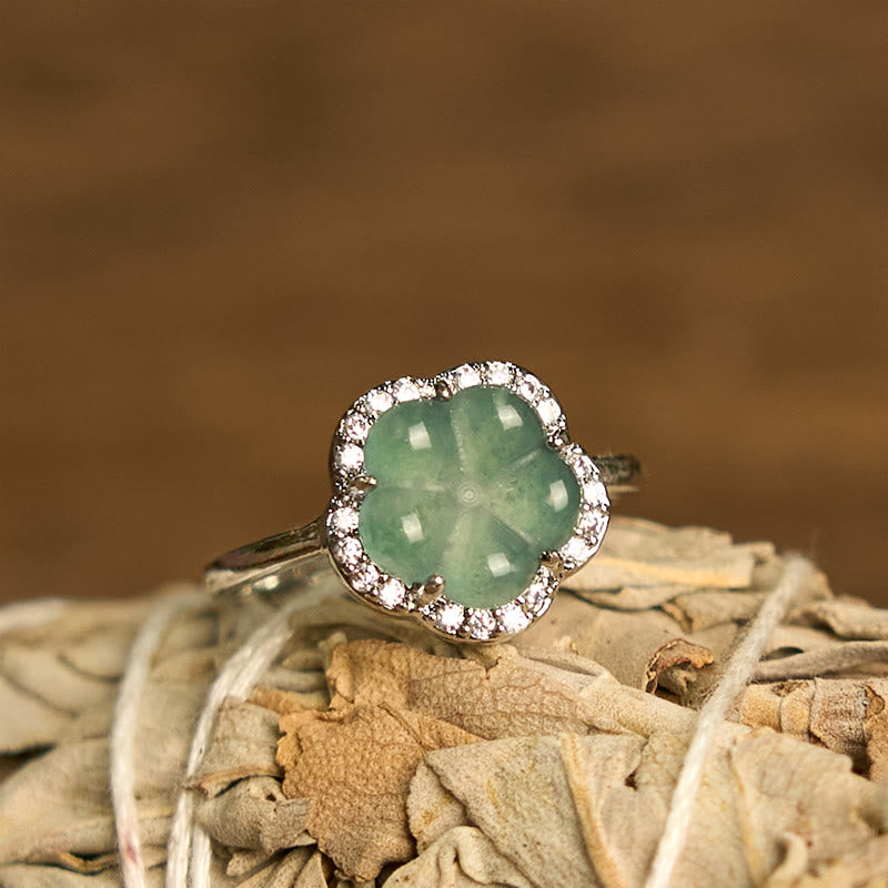 Jade Alloy Flower Ring