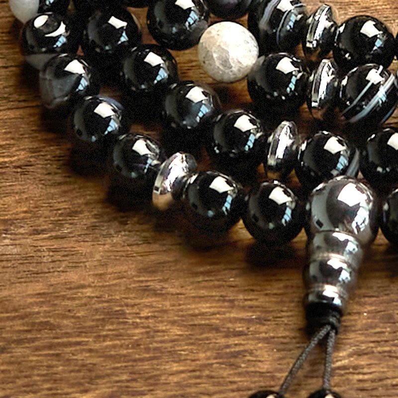108 Mala Beads Natural Stone Black Onyx Protection Bracelet - Image 6