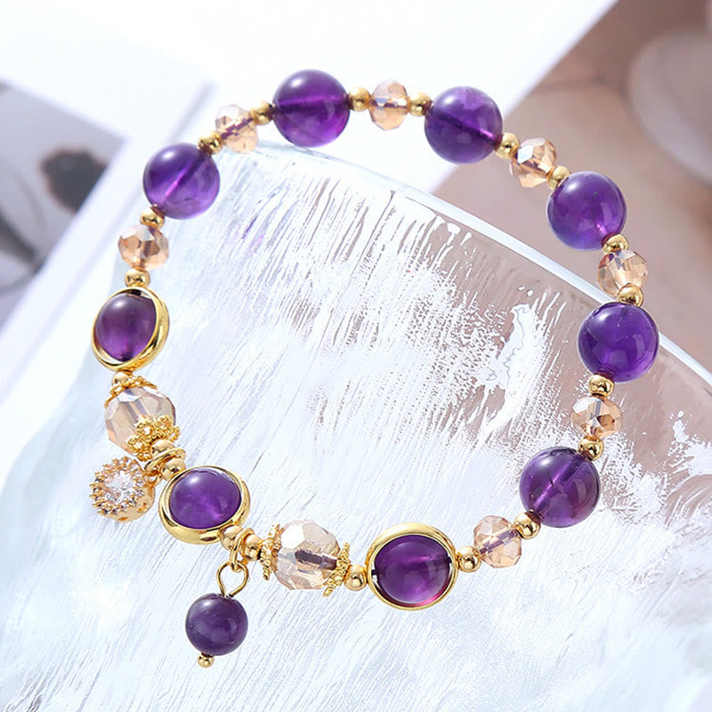 Natural Amethyst Geometric Crystal Meditation Bracelet - Image 4