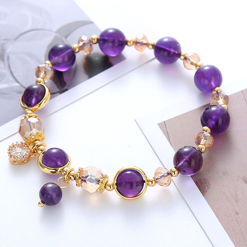 Natural Amethyst Geometric Crystal Meditation Bracelet - Image 5
