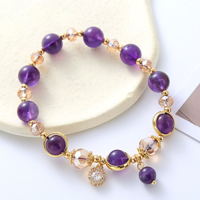 Natural Amethyst Geometric Crystal Meditation Bracelet