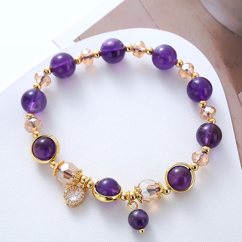 Natural Amethyst Geometric Crystal Meditation Bracelet - Image 3