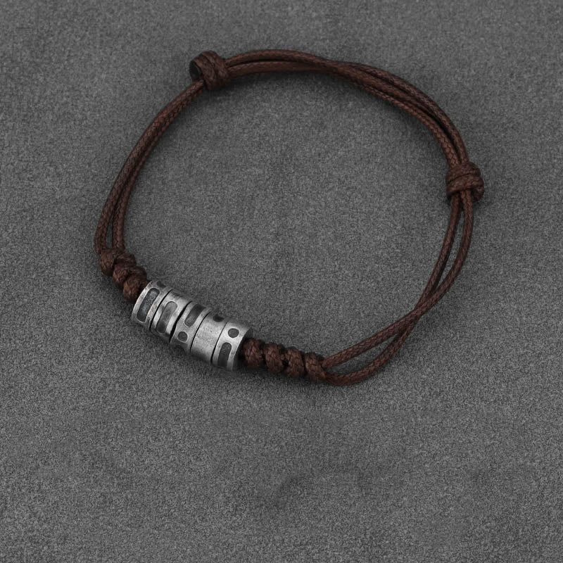 999 Sterling Silver Morse Code Wax Rope Blessing Bracelet - Image 14