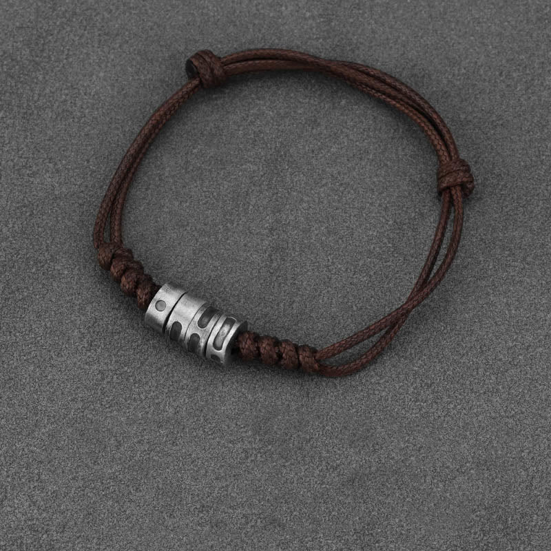 999 Sterling Silver Morse Code Wax Rope Blessing Bracelet - Image 12