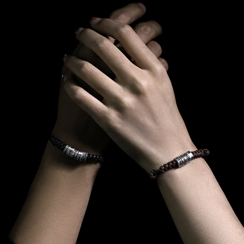 999 Sterling Silver Morse Code Wax Rope Blessing Bracelet - Image 17