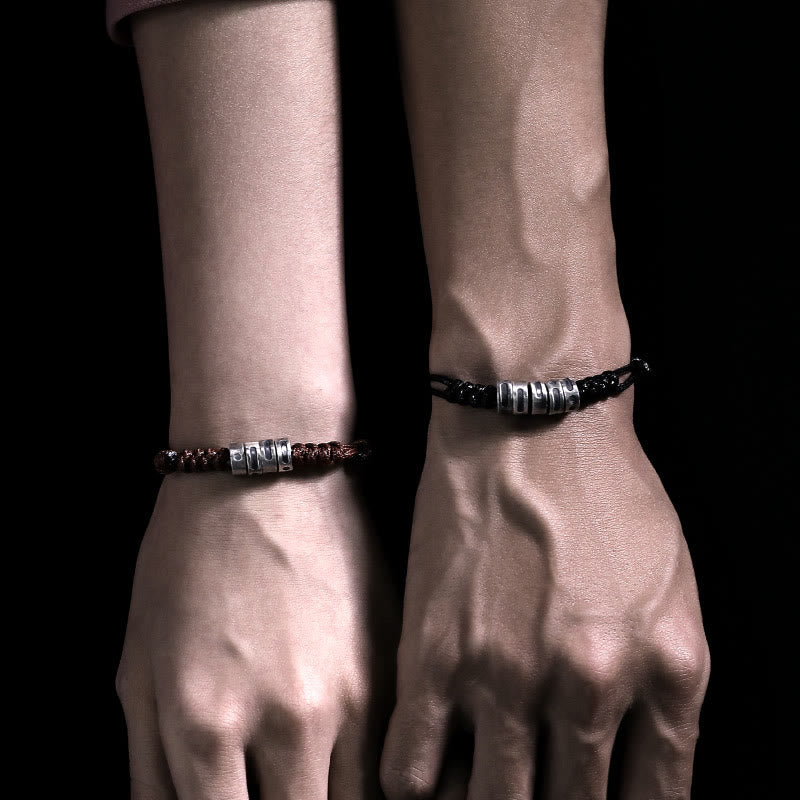 999 Sterling Silver Morse Code Wax Rope Blessing Bracelet - Image 19