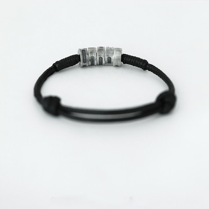 999 Sterling Silver Morse Code Wax Rope Blessing Bracelet - Image 10