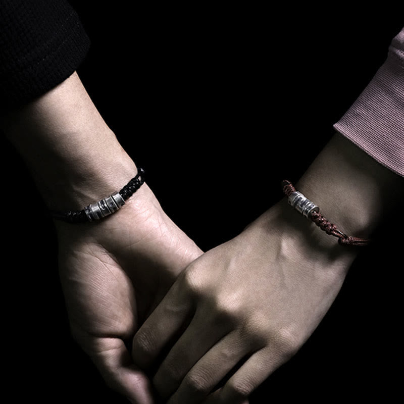 999 Sterling Silver Morse Code Wax Rope Blessing Bracelet - Image 18