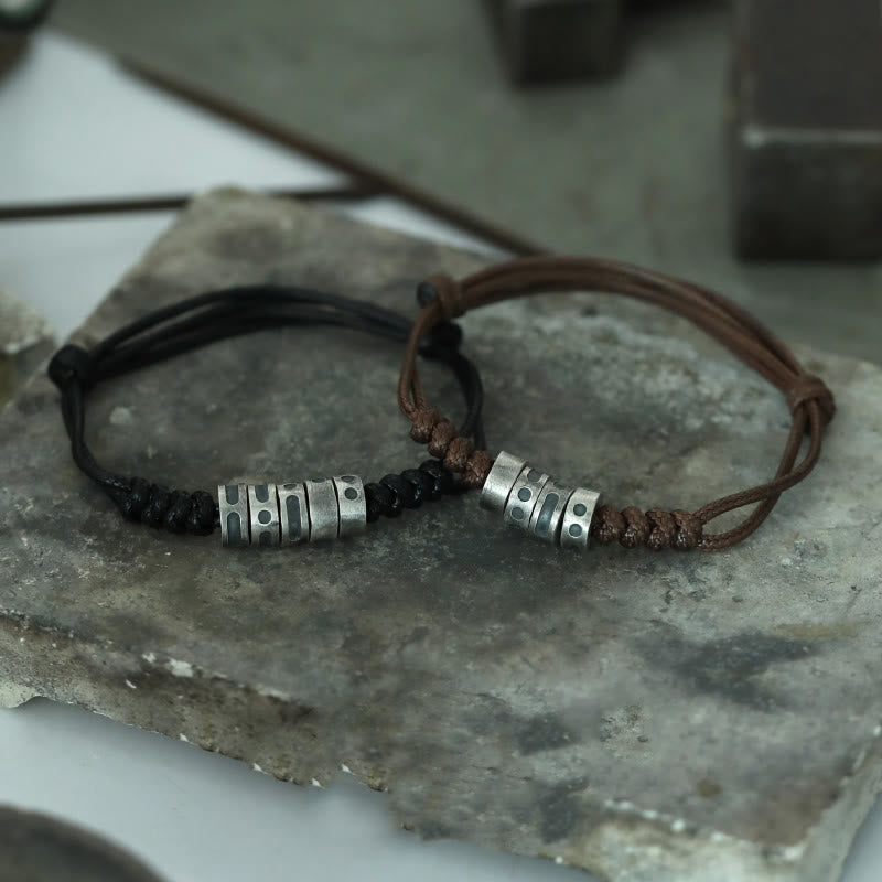 999 Sterling Silver Morse Code Wax Rope Blessing Bracelet - Image 22