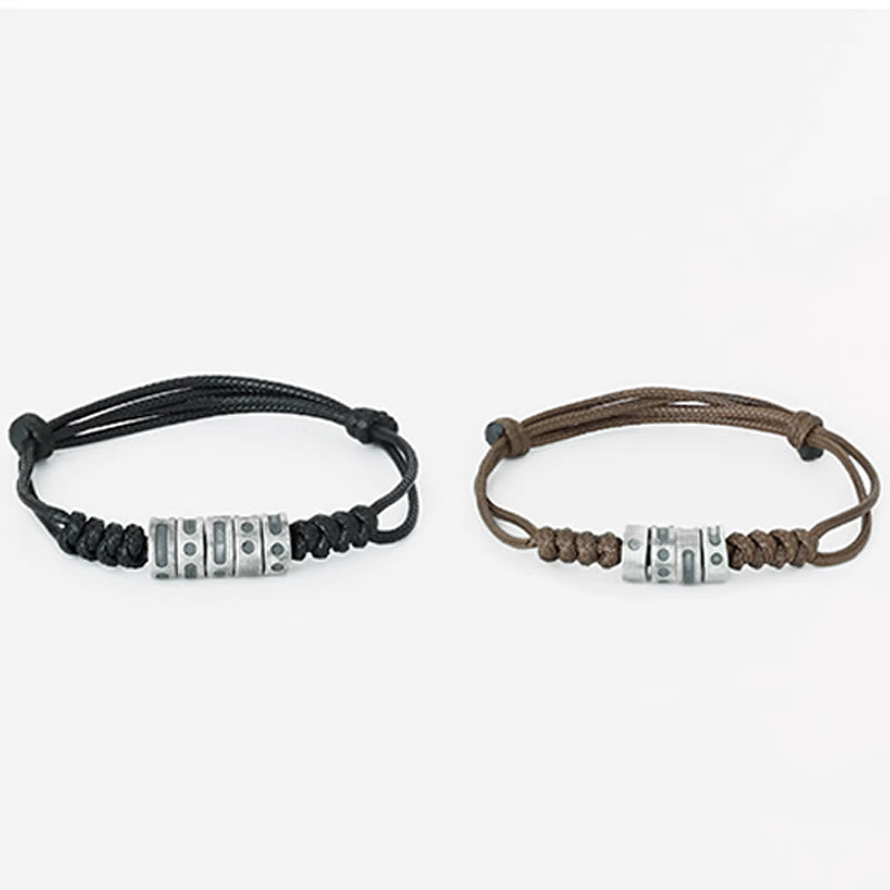 999 Sterling Silver Morse Code Wax Rope Blessing Bracelet - Image 15