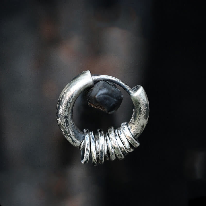 925 Sterling Silver Hand-hammered Protection Earrings