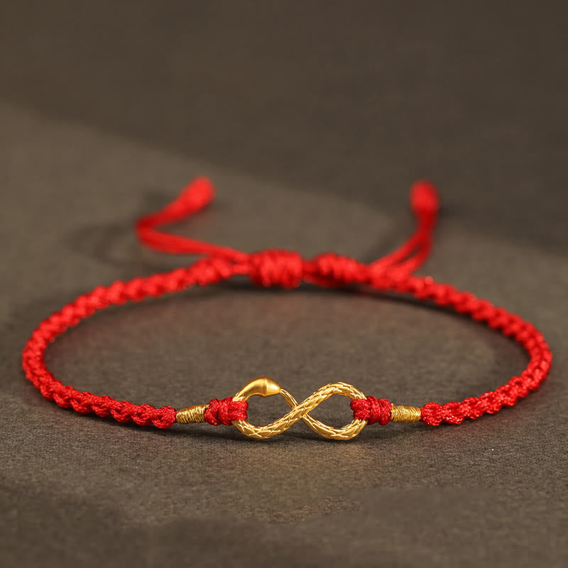999 Gold Year of the Snake Eternal Endless Knot Infinity Handmade Luck Bracelet - Image 5