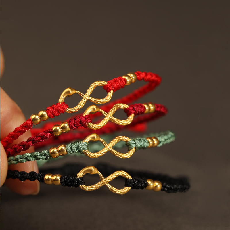 999 Gold Year of the Snake Eternal Endless Knot Infinity Handmade Luck Bracelet - Image 11