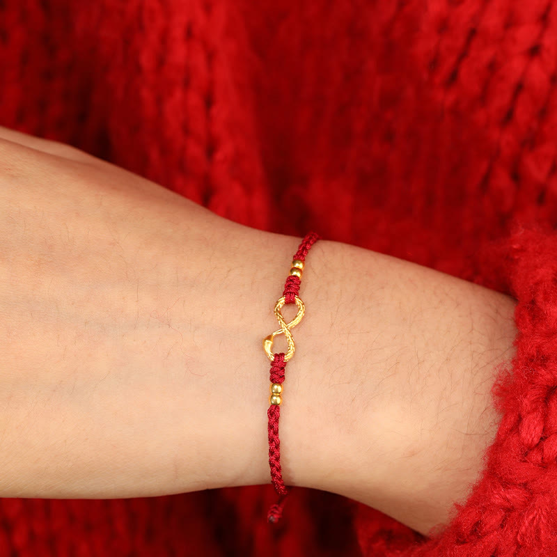 999 Gold Year of the Snake Eternal Endless Knot Infinity Handmade Luck Bracelet - Image 14