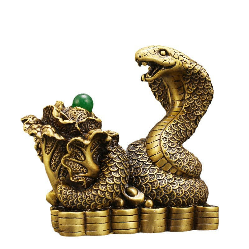 Year Of The Snake Copper Coins Ingots Cabbage Brass Statue Home Decoration - Image 14