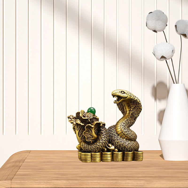 Year Of The Snake Copper Coins Ingots Cabbage Brass Statue Home Decoration - Image 12