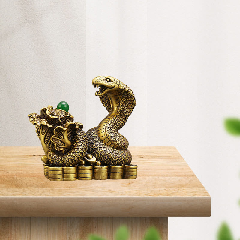 Year Of The Snake Copper Coins Ingots Cabbage Brass Statue Home Decoration - Image 11