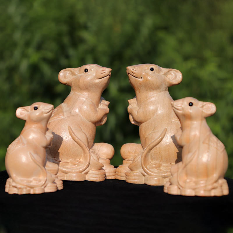 Year Of The Snake Chinese Zodiac Fu Character Peach Wood Home Statue Decoration - Image 5